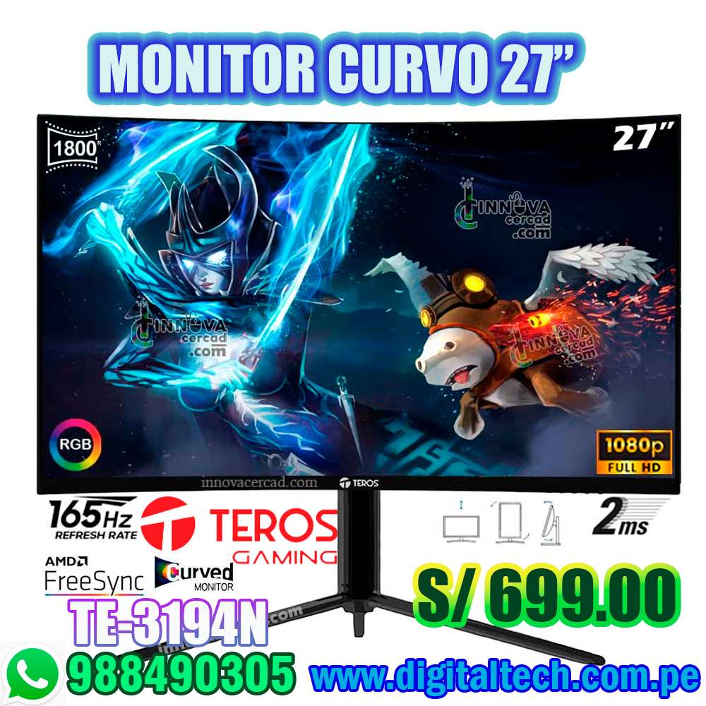 Monitor Teros Te N Va Curvo Hz Fhd Hdmi Dp Freesync Vesa